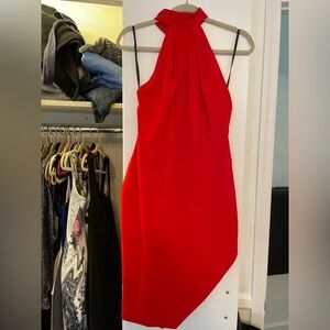 Red halter dress